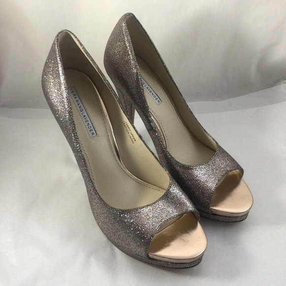 Vera Wang Lavender Label Selima Platform Pump Multi Glitter 9 Peep Toe O… - Picture 2 of 7